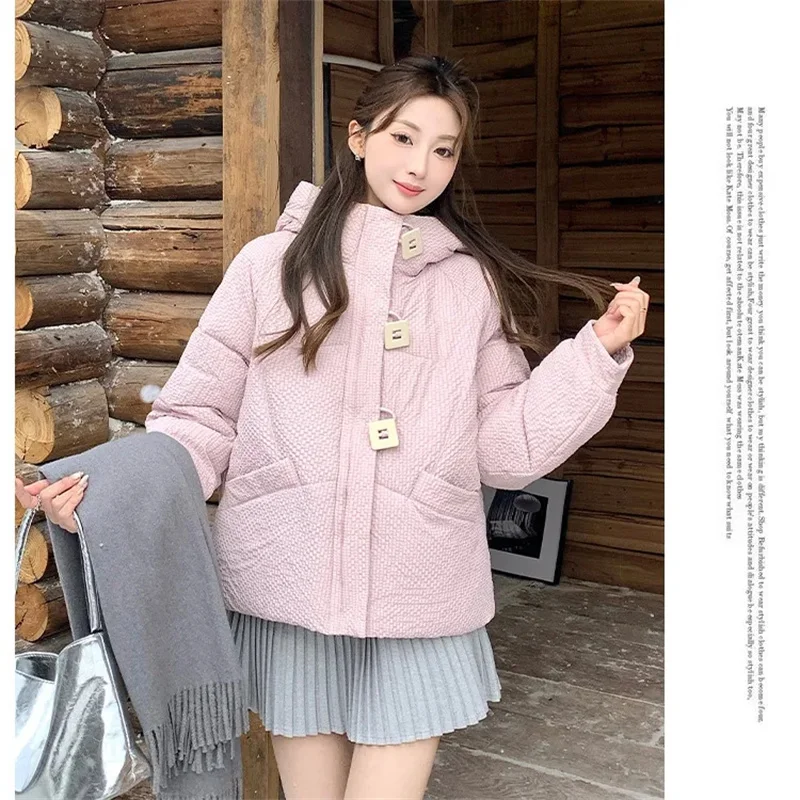 

Down Coat Women Parkas Winter 2026 New Short Hooded Warm Cotton Padded Jacket Ladies Fashion Overwear Korean Thick Outcoat Tops