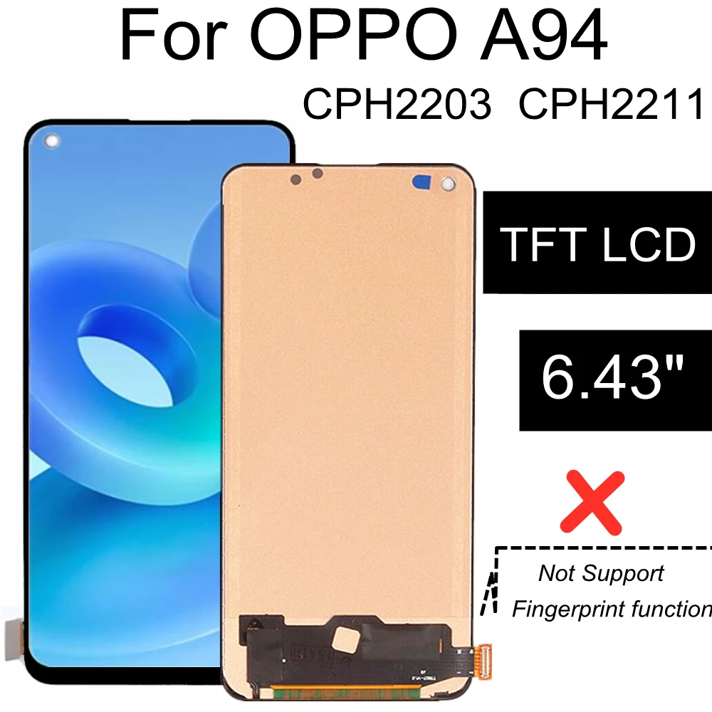 6.43 TFT LCD  For OPPO A94 5G CPH2211 LCD Display Touch Screen Digitizer Assemby Replacement For Oppo A94 4G CPH2203 LCD