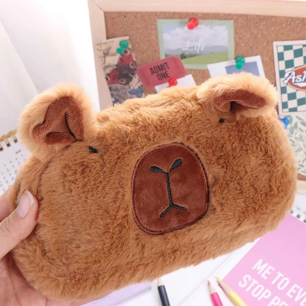 Plush Doll Capybara Plush Pen Bag Capibala Stuffed Capibara Plush Pencil Pouch Cute Animal Cartoon Capybara Pen Student Writing