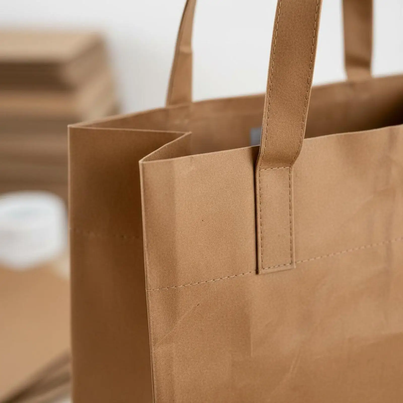 Recycled Material Tote Kraft Paper Customizable Cloth Bag Large Capacity Reusable Shopping Bag for Work and Study