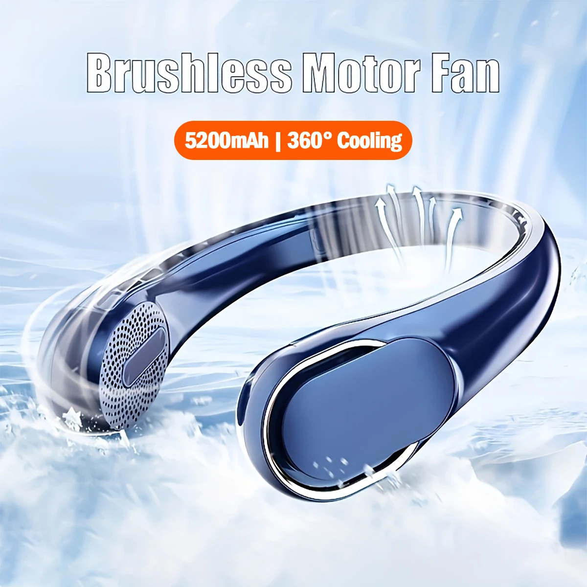 Recarregável Wearable Neck Fan, portátil Mini Ar Condicionado, Bladaless Neck Fan, 3 Engrenagens, Refrigeração 360 °, 5200mAh, Novo, 2024