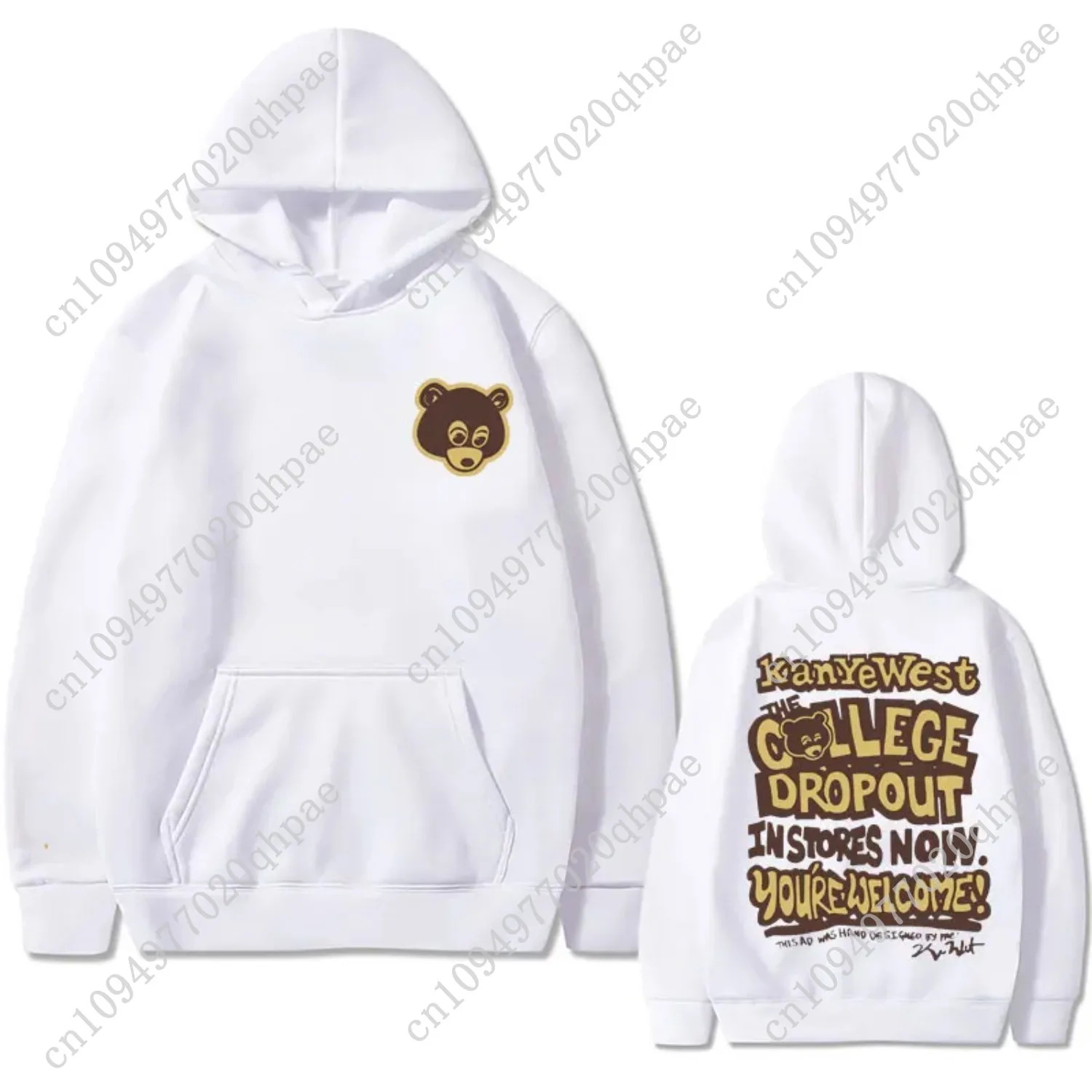 أفضل الشهيرة كاني ويست كلية التسرب الرسومات هوديي الرجال النساء الهيب هوب الراب خمر هوديس الذكور ملابس غير رسمية المتضخم