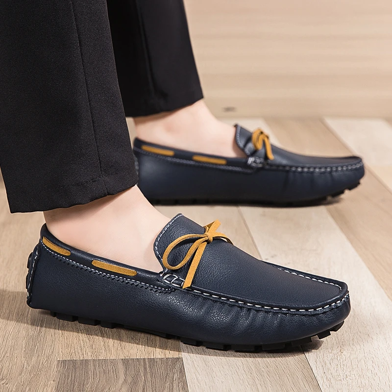 

Men's Shoes Leather Casual Fashion Designer Driving Peas Shoes for Men Slip on Flats Comfortable Male Loafers Moccasins Footwear