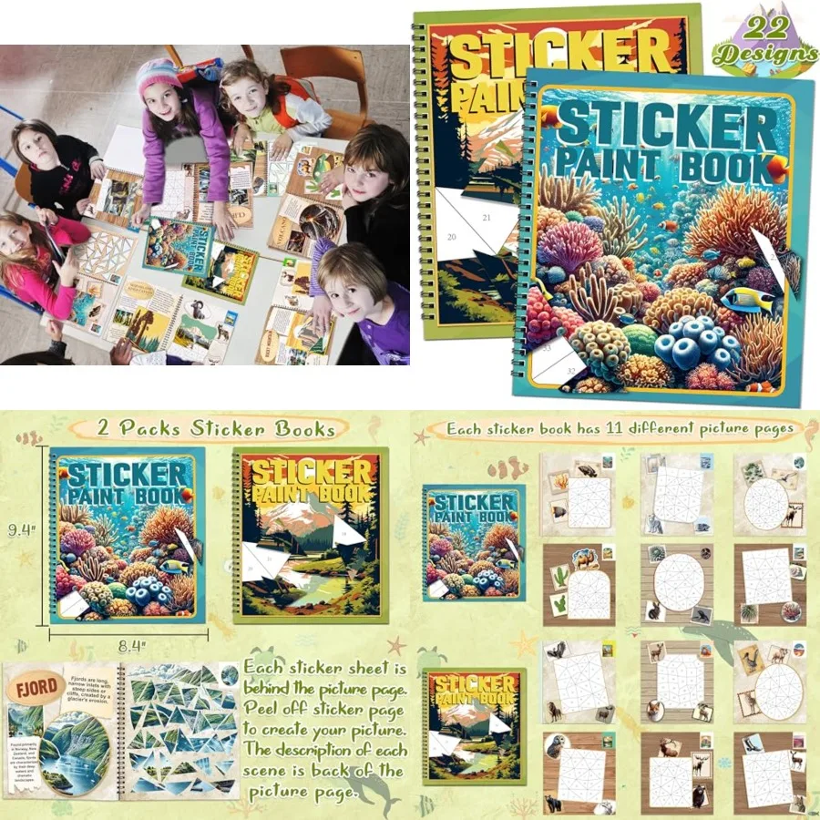 

Creative Nature Landscape Scene Sticker Book for Ages 4-8 and Adults: 22 Unique Pictures for Educational Crafts Outdoor Explora