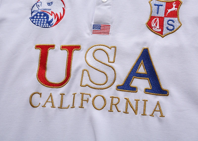Men\'s polo shirt USA White Royal short casual sport party high-end cotton embroidery luxury contrast color original design
