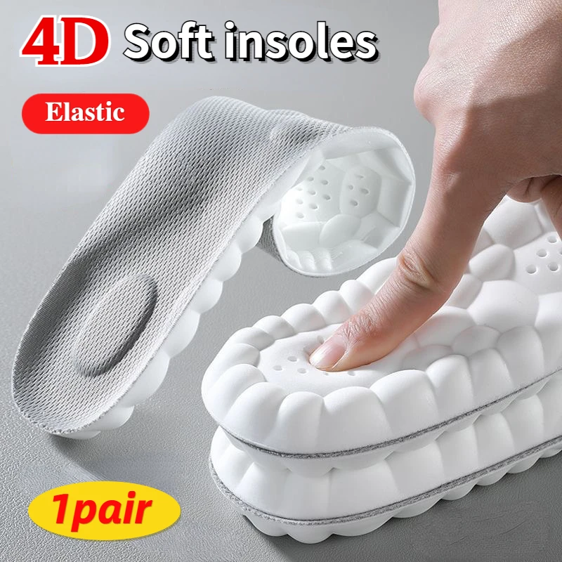 

4D Massage Latex Insoles Super Soft Arch Support Orthopedic Inserts Shock Absorption Sports Running Comfort for Men Women Unisex