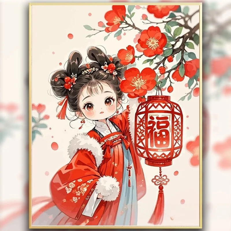 

Handmade Cross Stitch 2026 New Style Ancient Girl Character Modern Chinese Style Diamond Painting Brick Stone Drawing Cute
