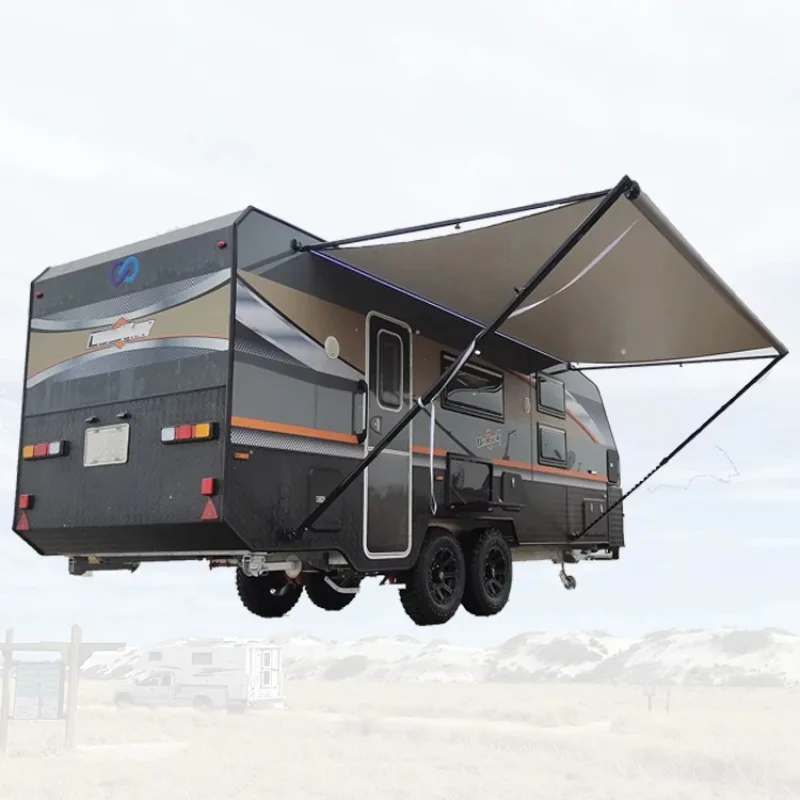 High Performance Folding RV Awning 6*2.5m Manual Motorhome Awning Anti- UV Outdoor Trailer Canopy
