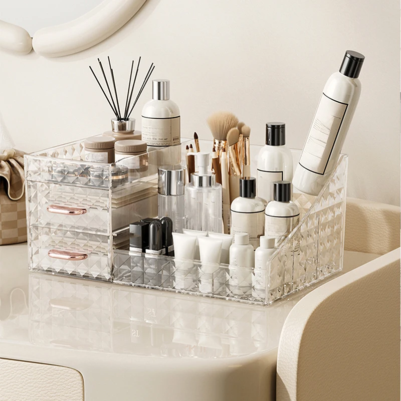 1PCS Makeup Organizer [Large Capacity] Cosmetic Organizer with Transparent Drawer  Multi-functional Lipstick & CosmeticOrganizer