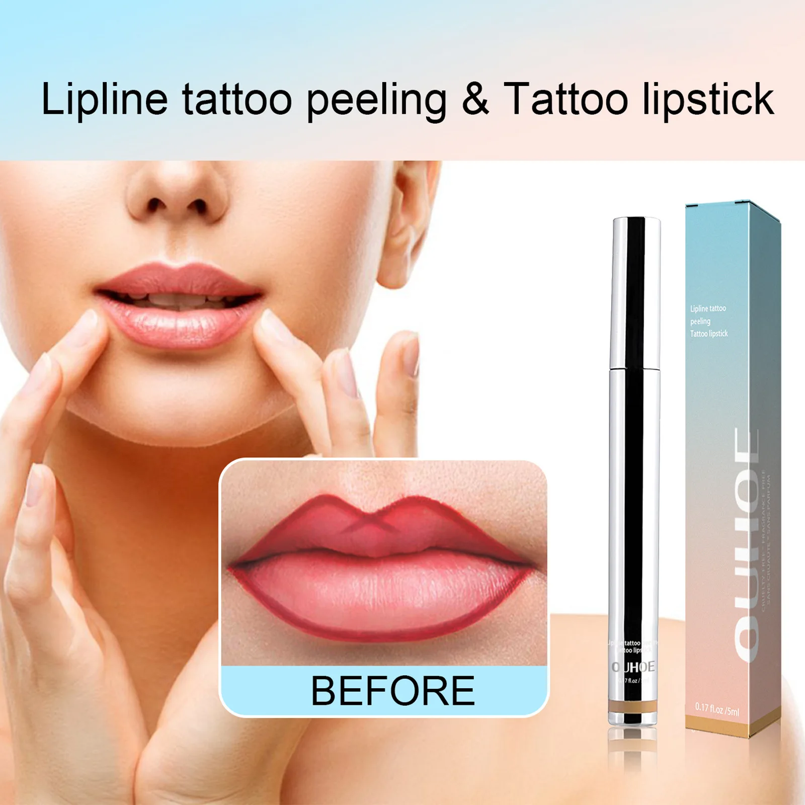 Peel Off Lip Liner Penna per tatuaggi Matita per labbra impermeabile a lunga durata Matita per labbra opaca antiaderente Trucco idratante Lucidalabbra Cosmetici