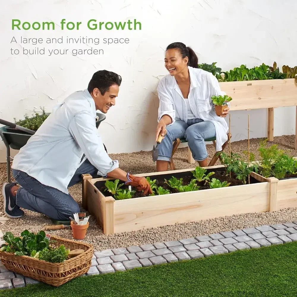 Durable Wooden Elevated Garden Bed for Outdoor Plants, Vegetables, Grass, and Lawn