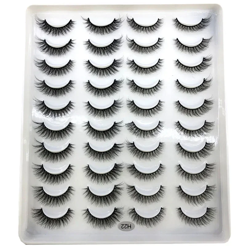 AMSDCN 20 pairs 3D Mink Lashes Natural False Eyelashes Dramatic Volume Fake Lashes Makeup Eyelash Extension Silk Eyelashes