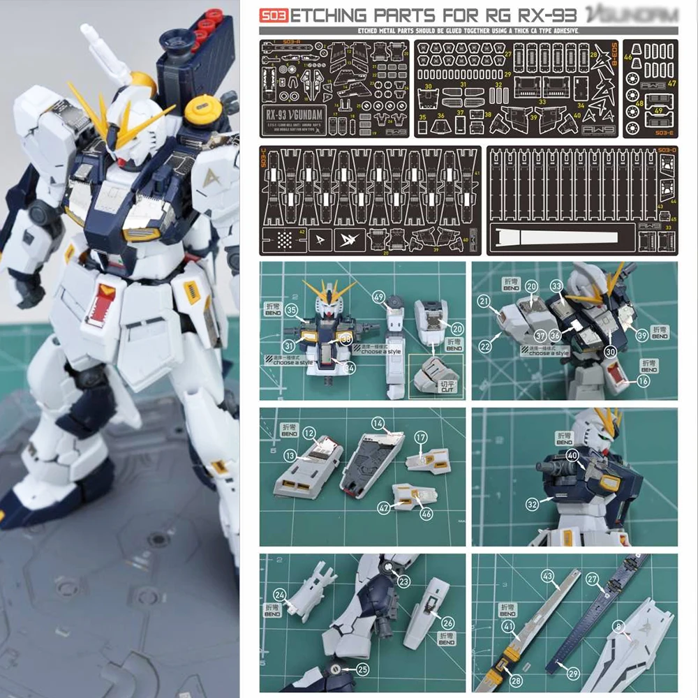 MADWORKS-piezas de grabado de Metal para 1/144 RG Nu, juego de detalles, herramientas de actualización para adultos, entusiastas del modelo, Hobby, regalos de colección