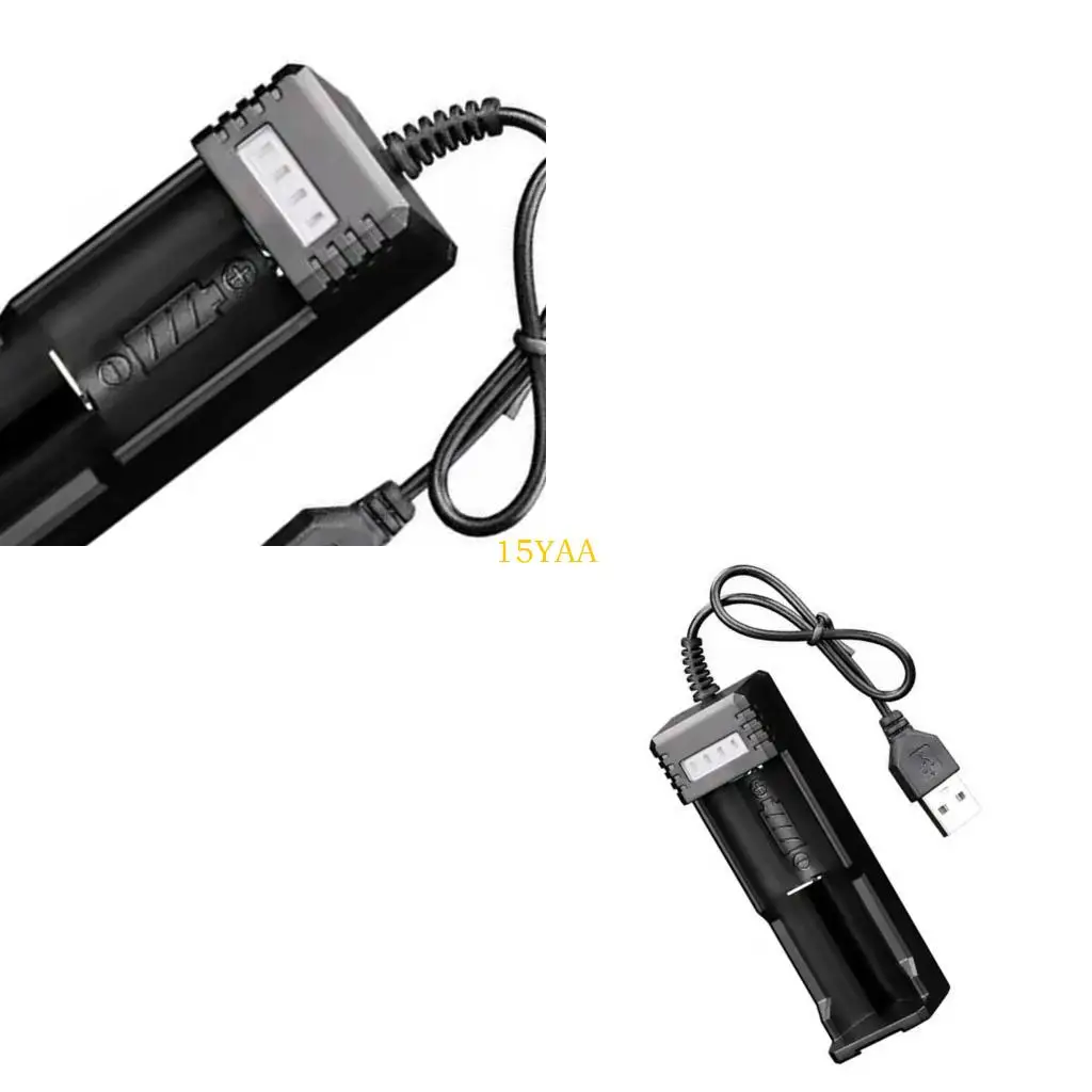 15YA Single Bay 26650/18650 Battery Charging Adapter USB Interfaces ABS Construction