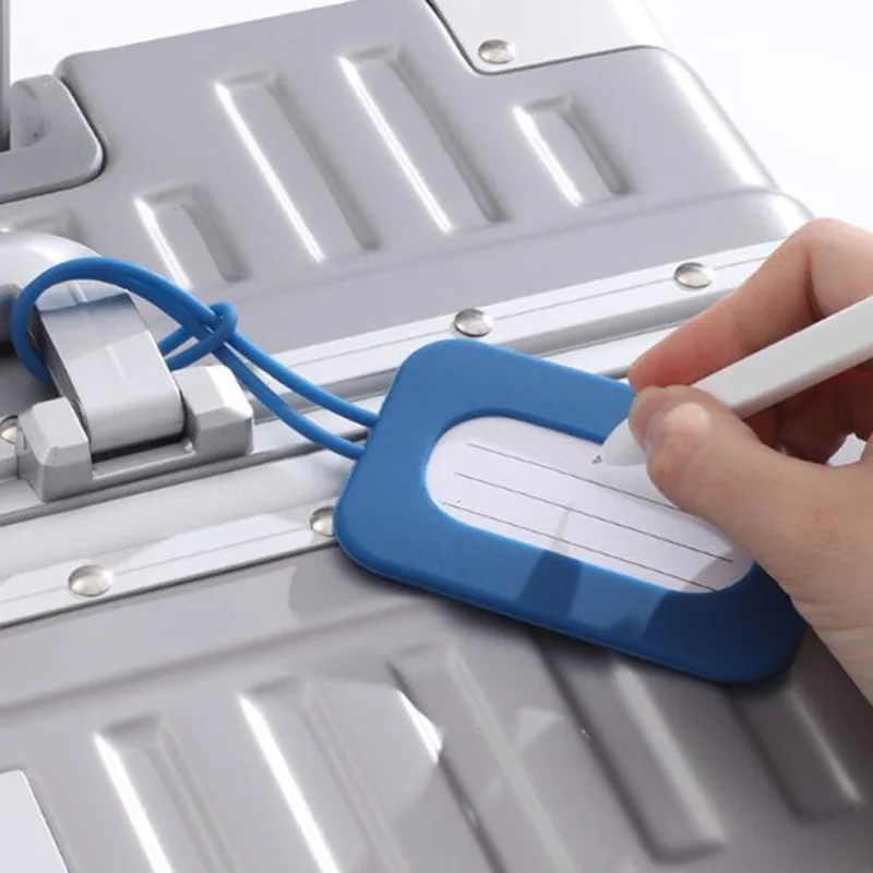 Etichetta per bagagli in silicone Uomo Donna Nome valigia Etichetta per bagagli Etichette per aereo impermeabili anti-smarrimento Accessori per etichette appese da viaggio