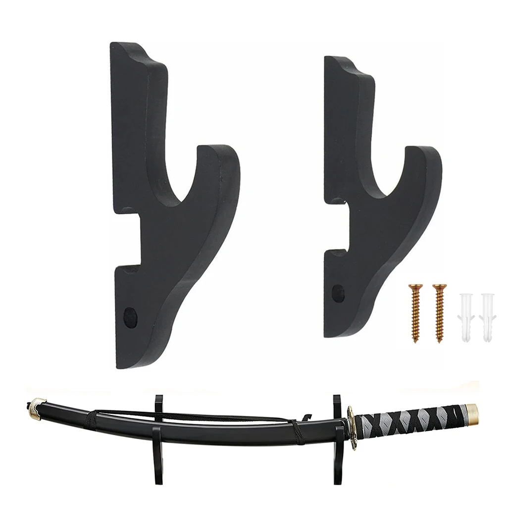 Wall Mounted Adjustable Wooden Sword Display Stand Holder Japanese Samurai Katana Wakizashi Tanto Sword Hanger Hook Storage Rack