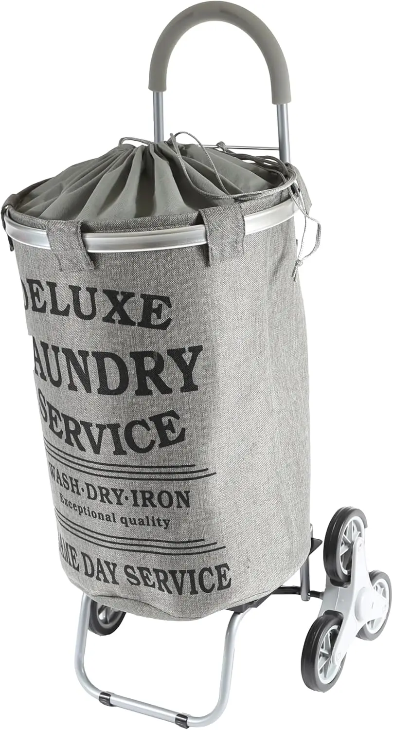 Carrito de Lavandería para Subir Escaleras con Ruedas, Cesta para Ropa Sucia Gris, Organizador para Facilitar el Transporte por Escaleras