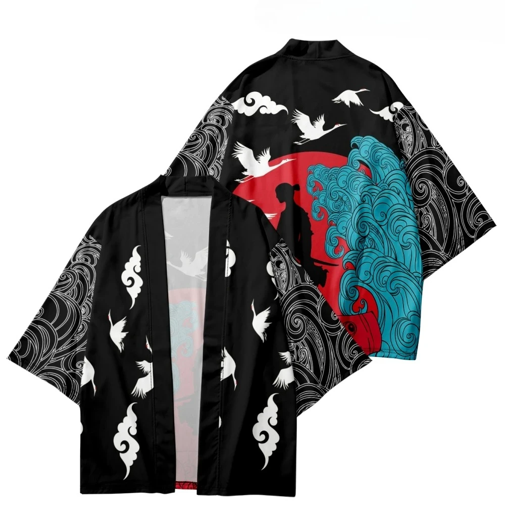 سترة كيمونو يابانية للرجال صيفية جديدة هاوري ساموراي كيمونوس كاراتيه ملابس الشارع قميص كيمونو ياباني رجالي هاوري يوكاتا #5
