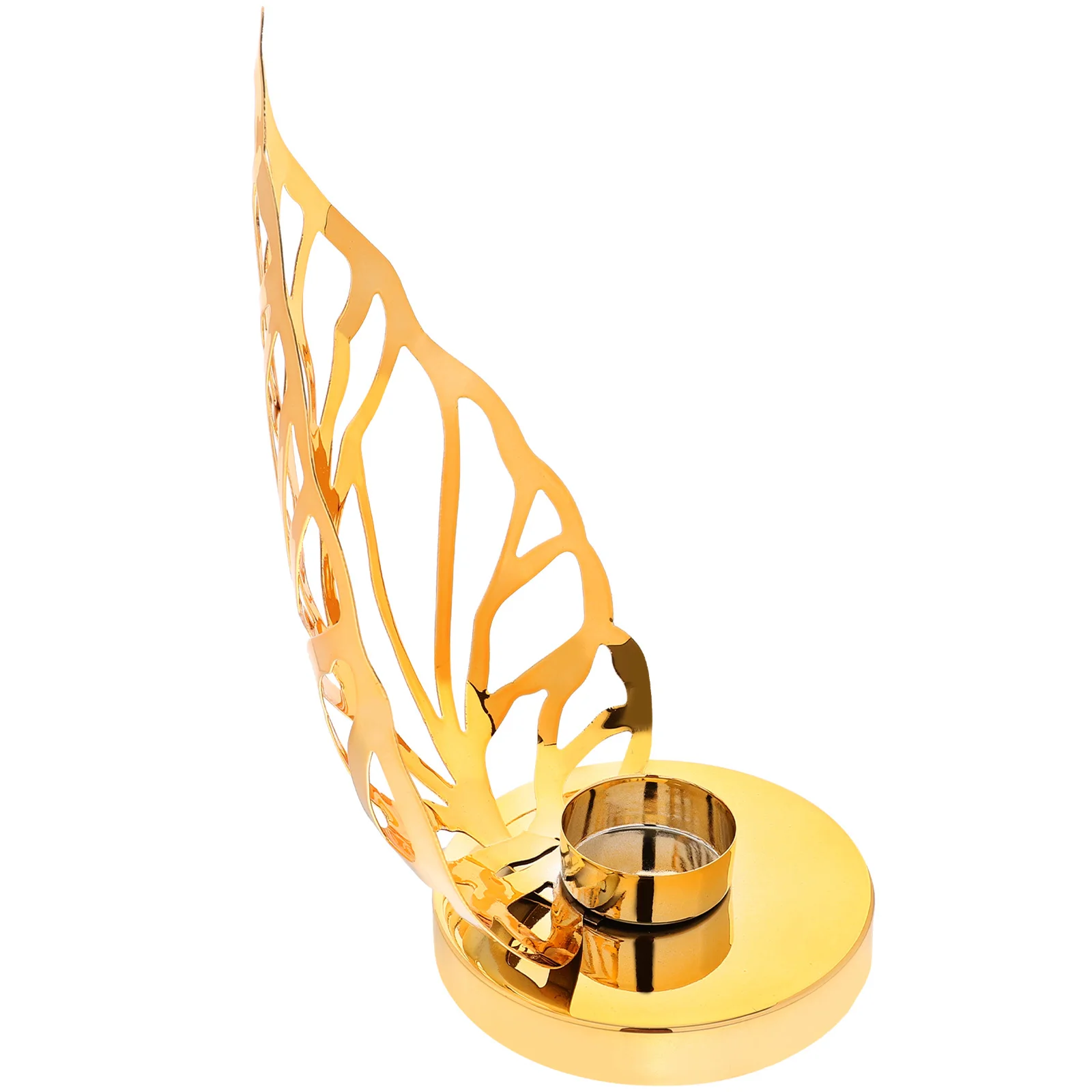 

1pc Metal Taper Holder Leaf Shape Tabletop Candlestick For Home Decoration Dining Party Warm Lighting Iron Craft Centerpiece