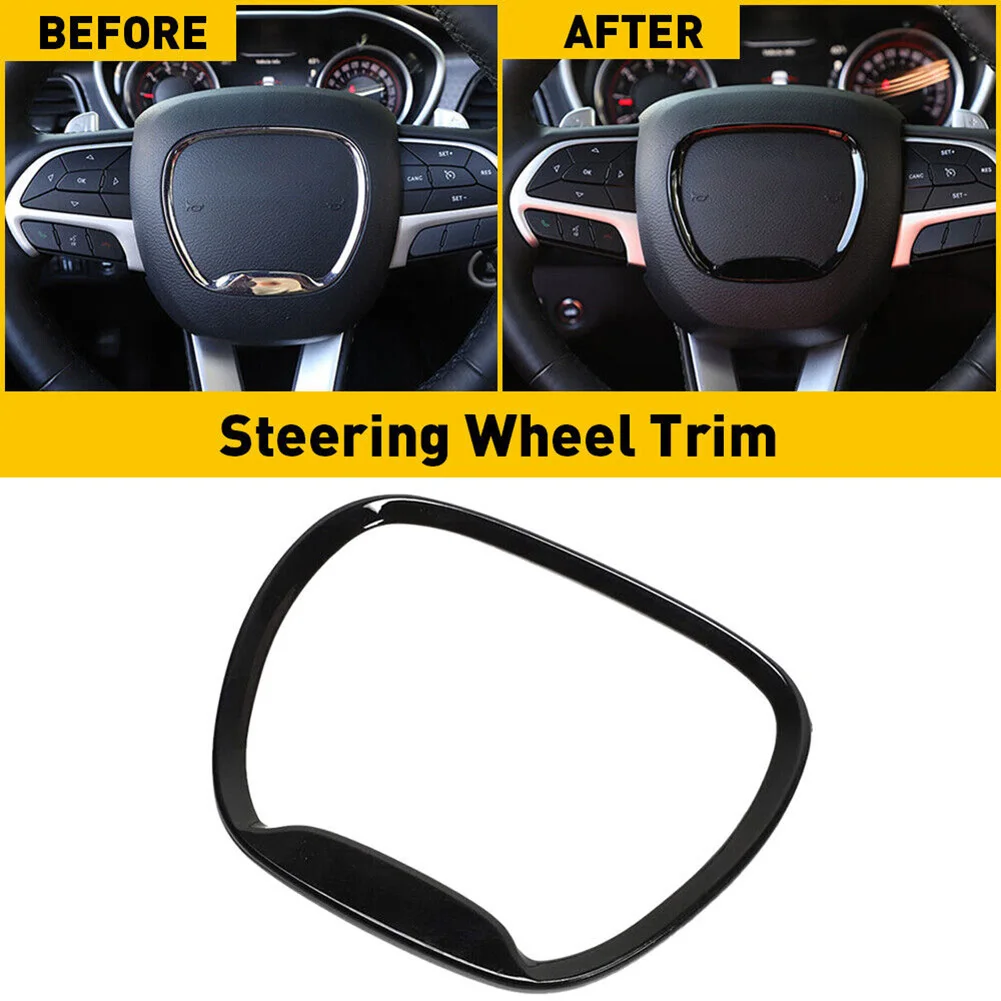 Personalize Your Driving Experience with a Stylish Black Steering Wheel Trim Cover for Dodge For Challenger 2015+