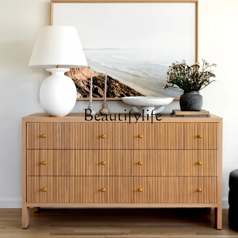 

Retro Solid Wood Chest of Six Drawers Middle-Ancient Dining Bedroom Storage Cabinet American Country Chest of Drawers