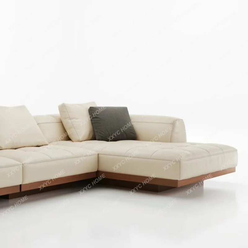 Light luxury large flat floor apartment post-modern corner concubine solid wood bottom sofa