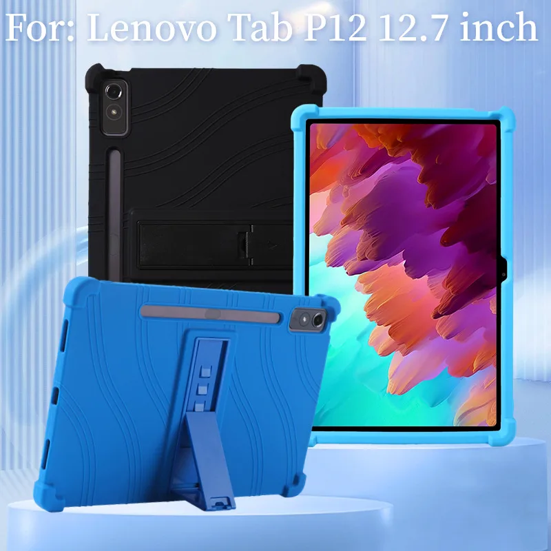 

Case for Lenovo Tab P12 12.7 inch 2023 TB370FU/TB371FC/TB372FC Tablet Kids Friendly Silicon Stand Cover Anti drop silicone prote