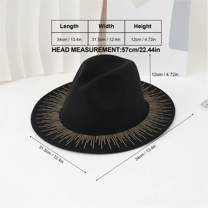 A large-brimmed gilded printed velvet bride's top hat with fashionable heart and felt