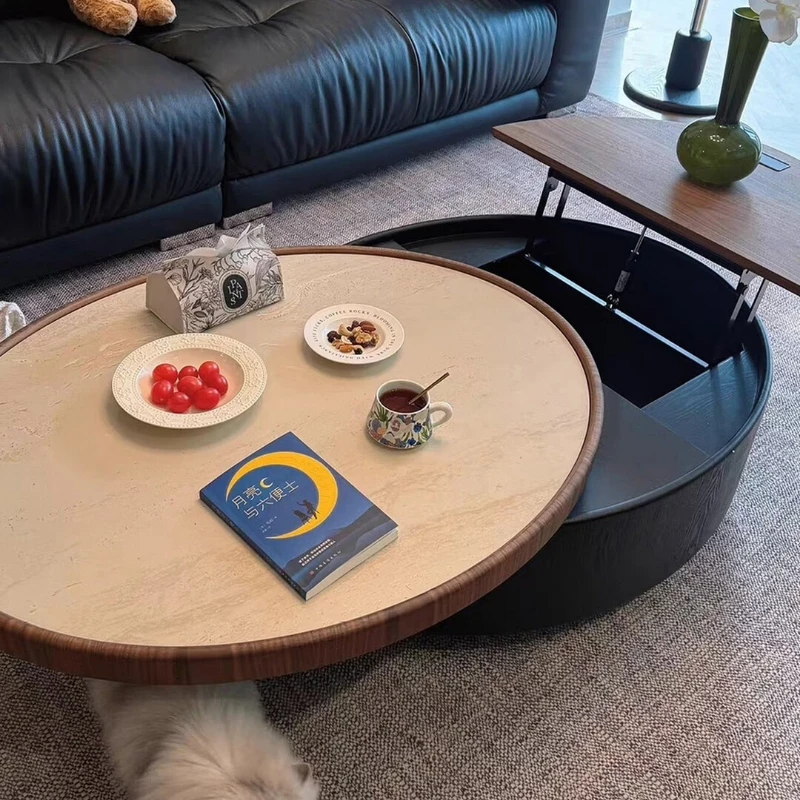 Oval coffee table combination medium and ancient travertine light luxury high-end living room household small