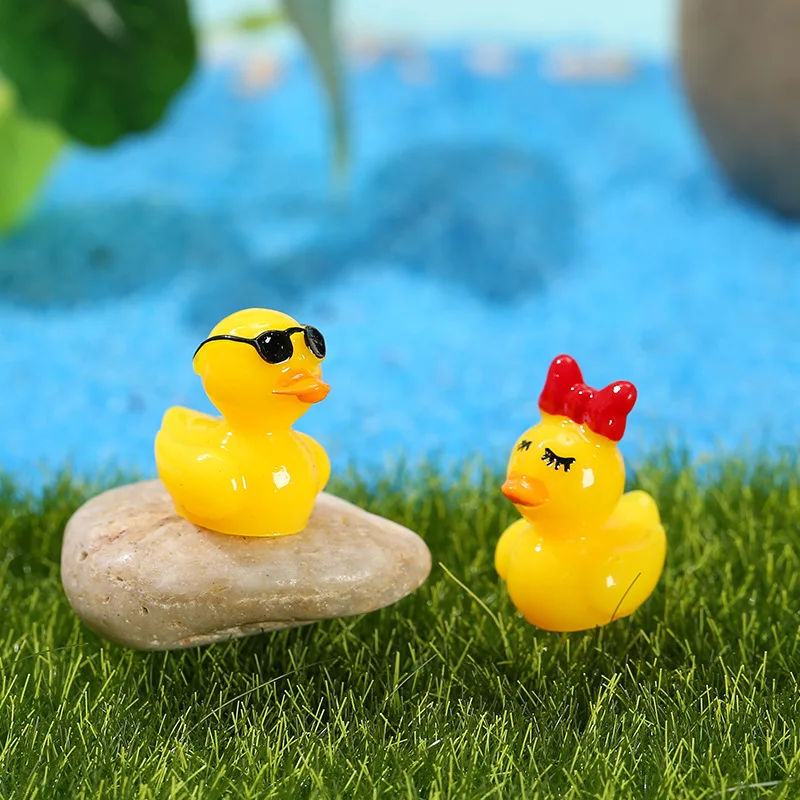 Mini Duck Yellow Tiny Duck Animal Figures Ornaments Diy Landscape Crafts Aquarium Dollhouse Moss Terrarium Room Decor