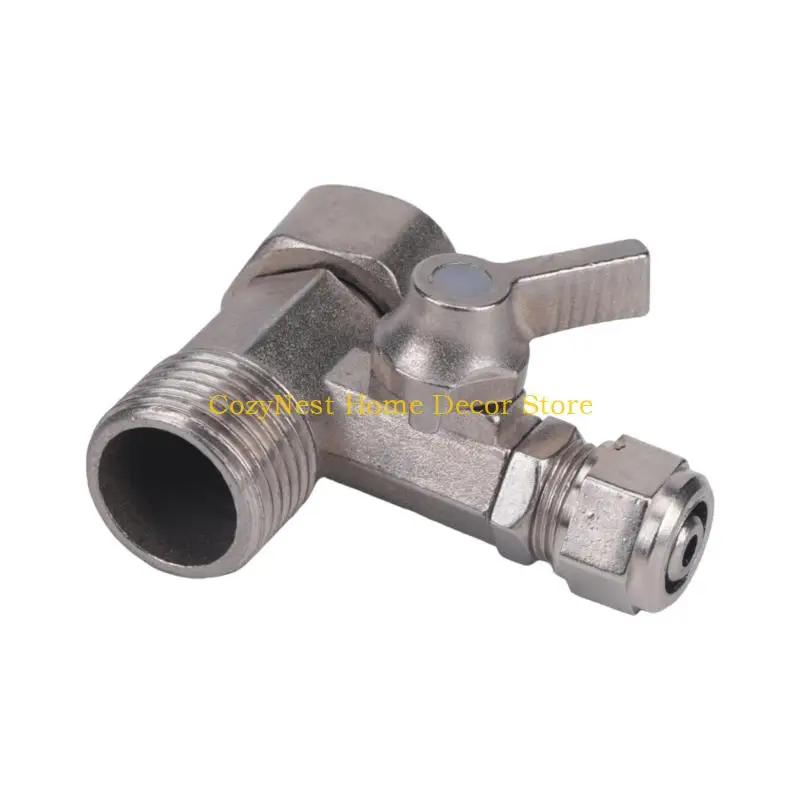 92MF Metal 3 Way Faucet Branch Fitting Threaded Split Piece with Turn Handle for Water Filter Hookup and Home Plumbing