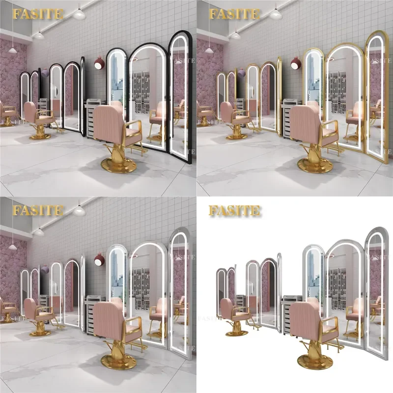 For Hair Double Sided Mirror with Light Barber Shop Perm Dye Makeup Mirror Fashion Internet Celebrity Style