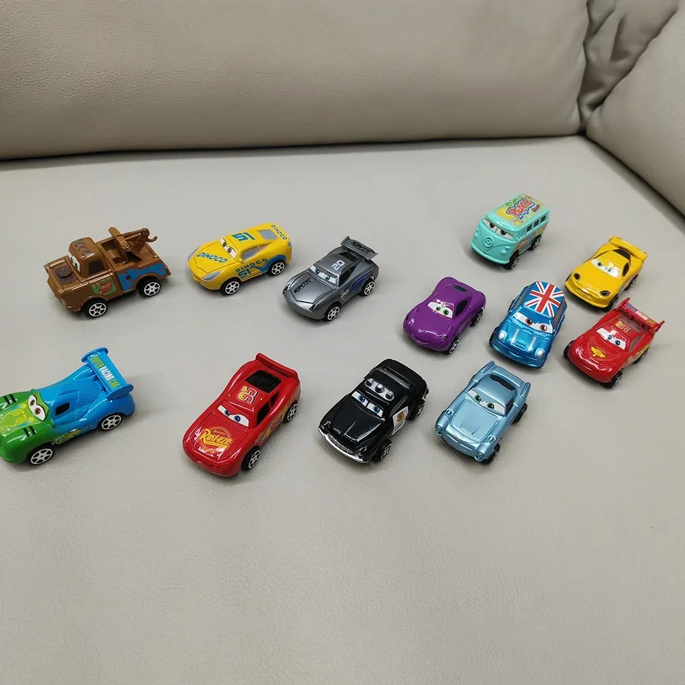 12pcs/Set Hot Sale Pixar Cars Lightning Mcqueen Jackson Storm Mater Pvc Model Back-Force Car Toy For Kids Birthday Gift Set