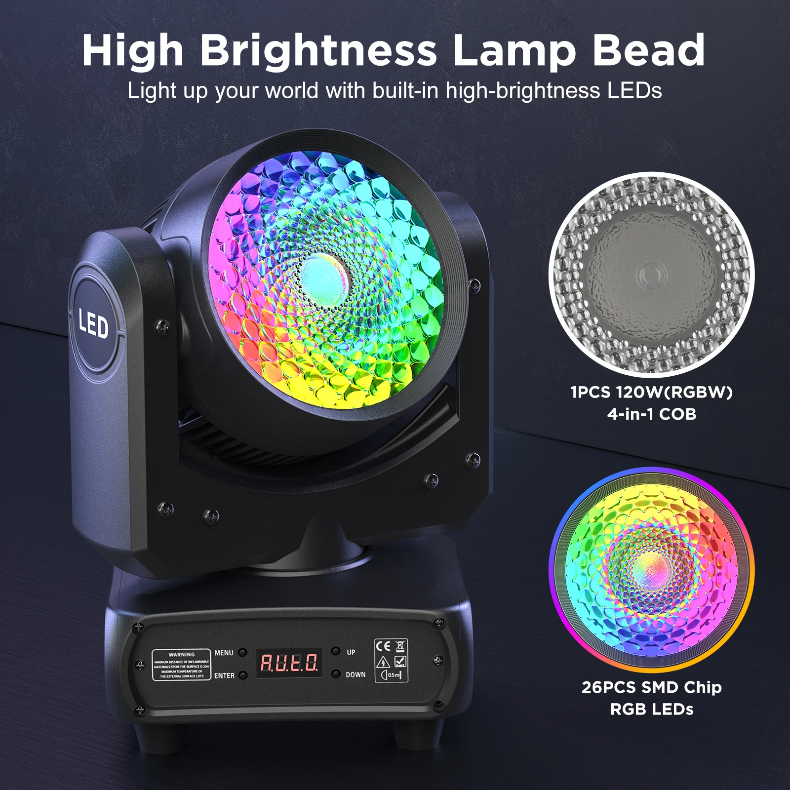 U'King 120W 16Colors Moving Head Light RGBW High Brightness Stage Lights DMX512 DJ Lights For Wedding Party Disco Nightclub