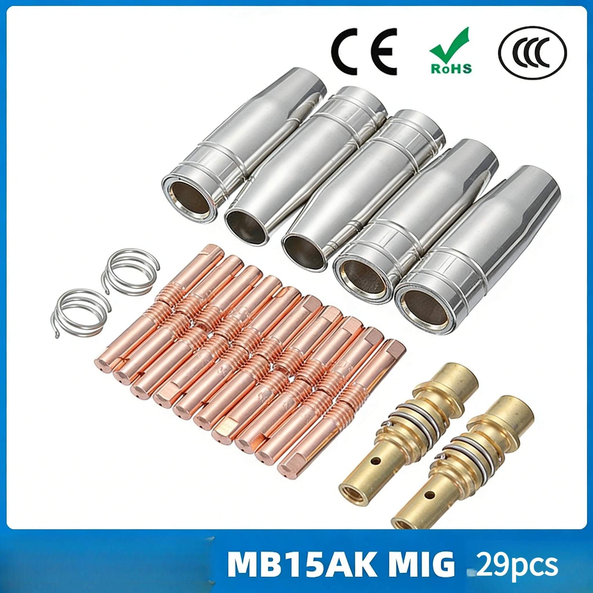 MB15AK protective nozzle MIG gas shielded welding gun accessories MB15 conductive nozzle 29PCS protective nozzle