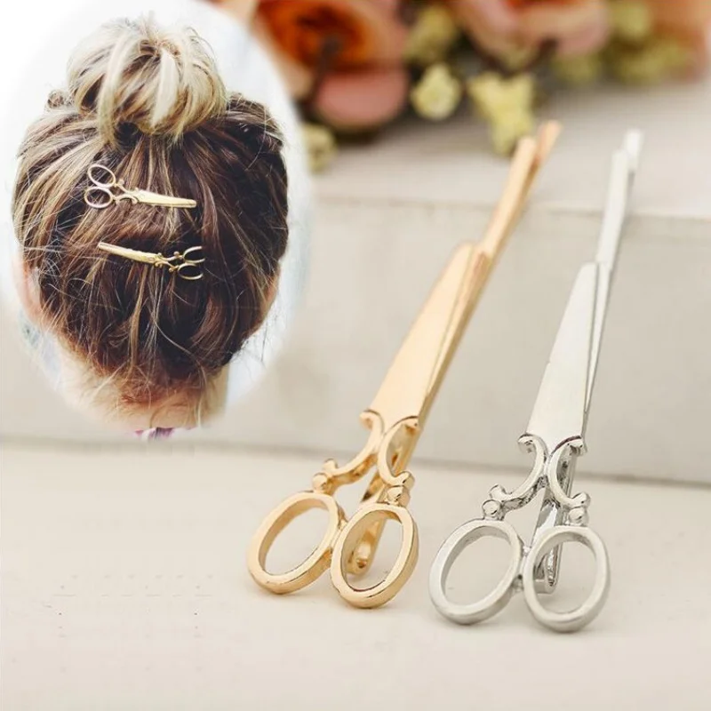 2025 golden Scissors Hairpins Shears Clip For Hair Tiara Barrettes Headdress Vintage Simple Head Jewelry Best Friends Gift