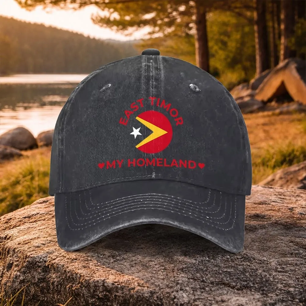 East Timor Homeland Pattern Washed Baseball Cap Unisex Casual Outdoor Golf Daily Wear