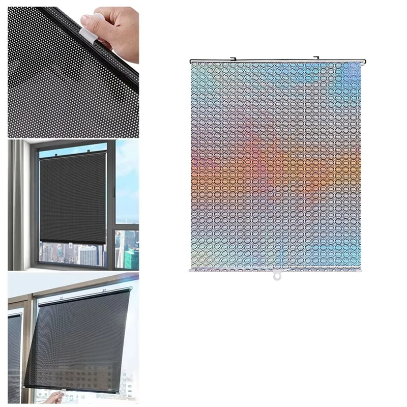 No Drill Suction Cup Roller Blind Blackout Window Shade Nail Free Sun Shade for Car Bedroom Kitchen Office Sunshade Curtain