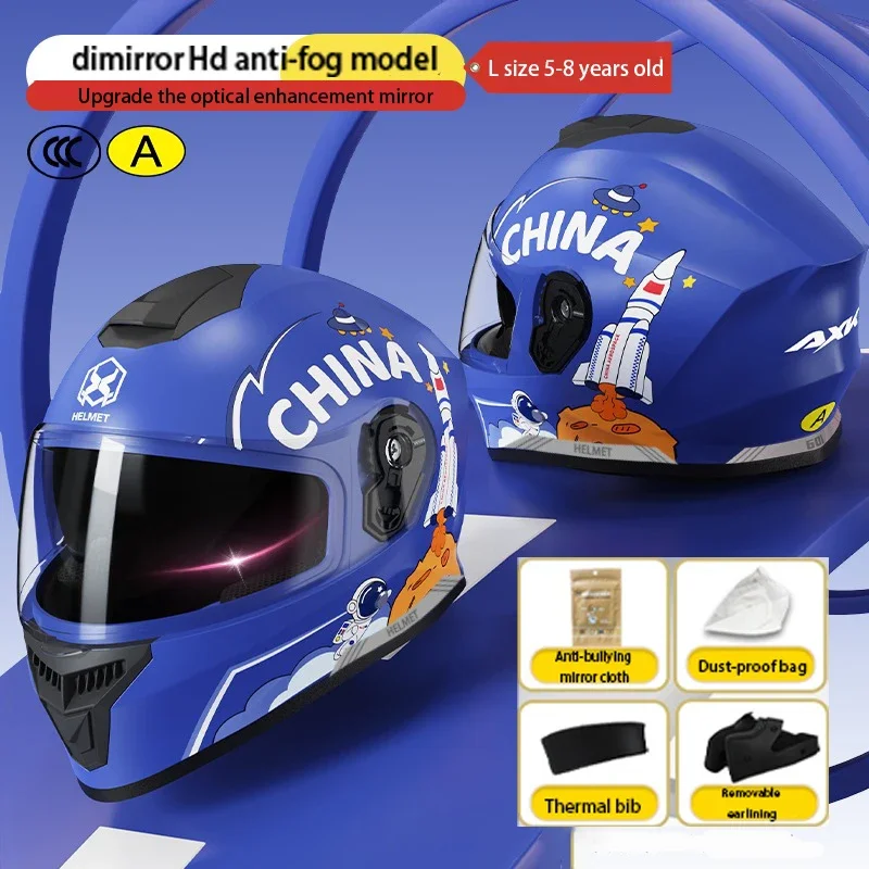 Casque intégral rabattable pour Moto, dessin animé, pour garçons et filles, double visière, matériau PP, casque de sécurité pour course de Moto électrique