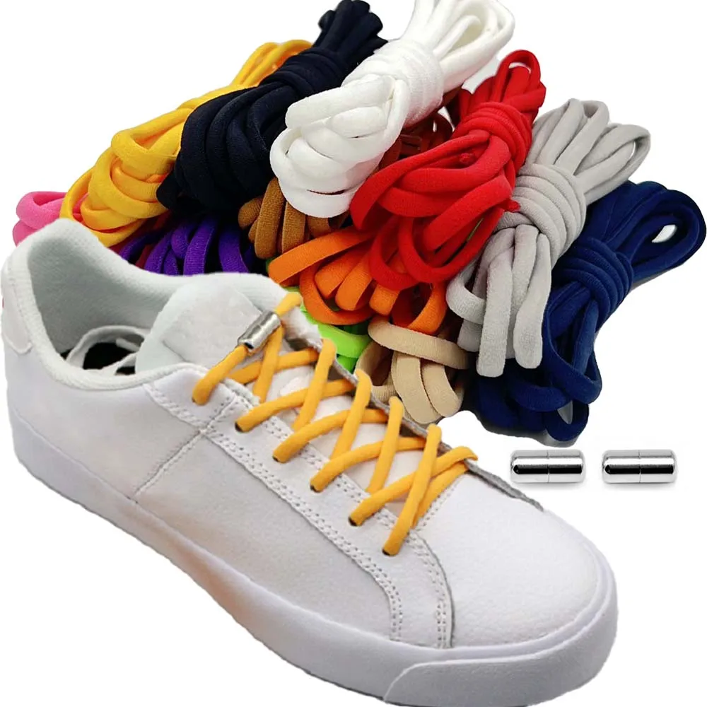 1 Pair Quick Locking Shoelaces without ties Elastic Laces Sneaker Widened Oval No Tie Shoe laces Kids Adult Shoelace for Shoes