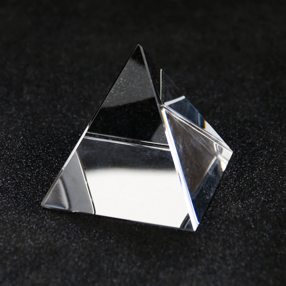 Egyptian Pyramids Clear Faceted Prism Cone Crystal Ornament Aurora Refraction Sun Catcher Khufu Pharaoh Amulet Paperweight Decor