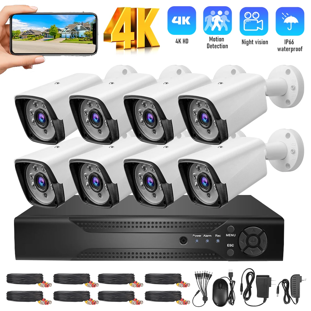 8CH DVR 1080p CCTV Kamera Sicherheitssystem 5MP Outdoor IP66 Wasserdichte Fernüberwachung Nachtsicht Videoüberwachung Kit
