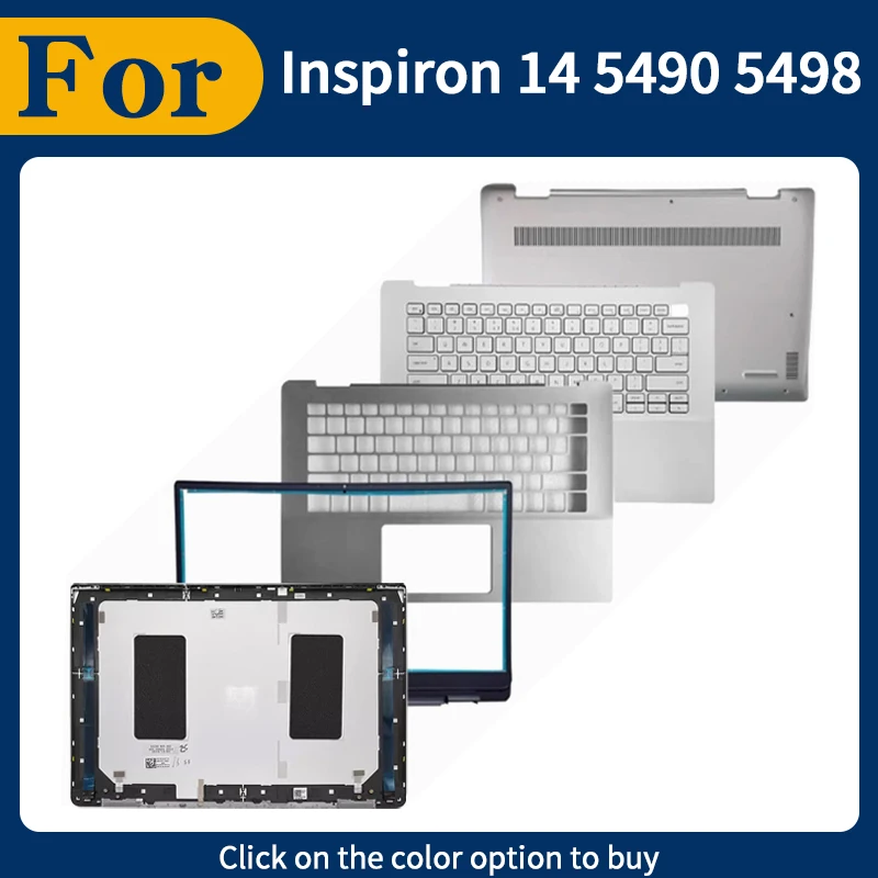

New Repalce Cover For Inspiron 14 5490 5498 LCD Back Cover Front Bezel Hinges Palmrest Top Lower Bottom Case Housing Silver