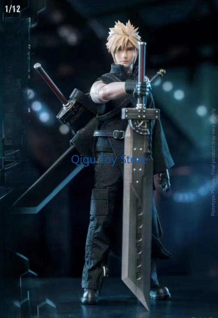 

1/12 Final Fantasy Claude Movable Soldier Cloud cloth style, short golden hair, black combat suit, movable joints.