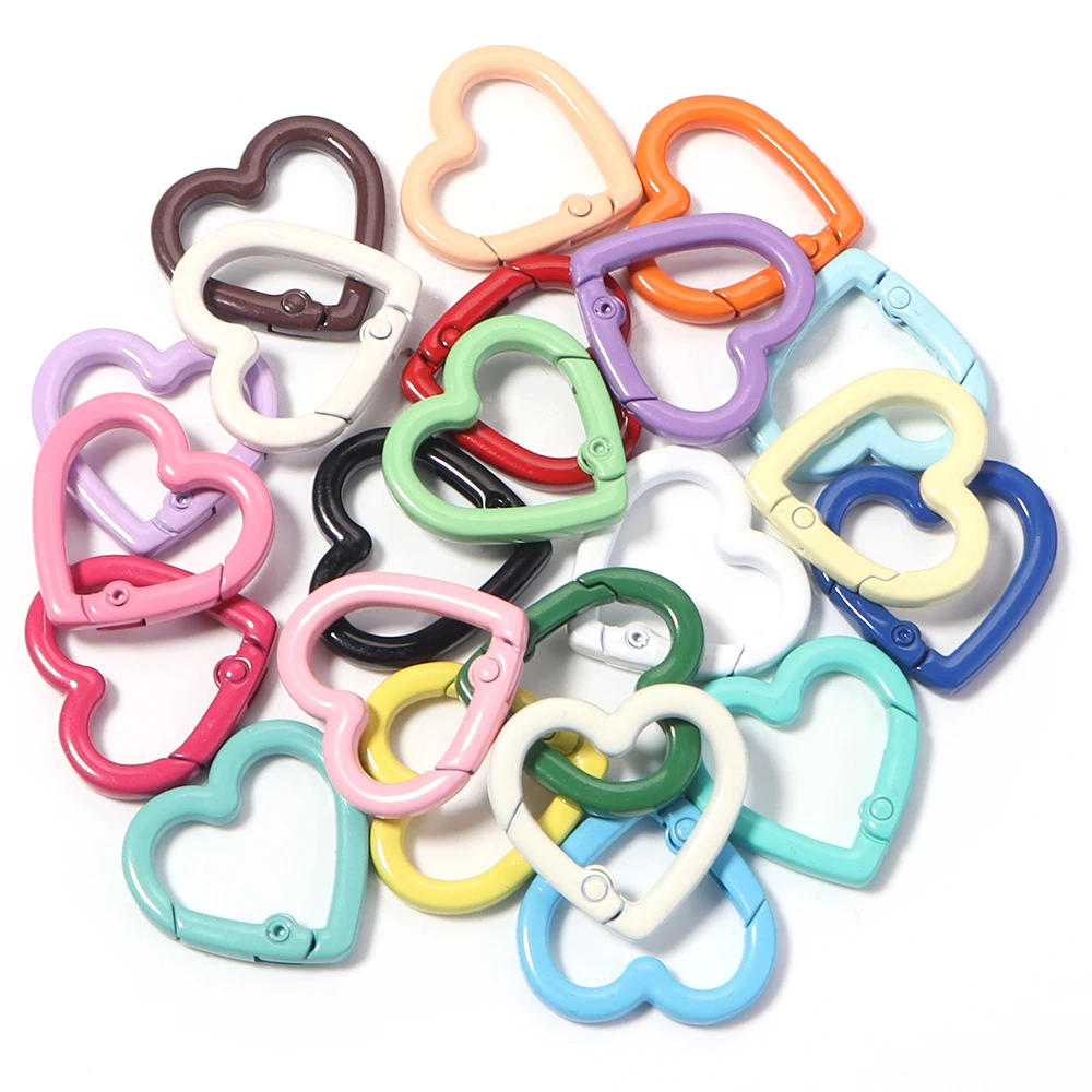 5 Stück/Set Bunte Herzförmige Federverschluss-Karabinerhaken aus Legierung für DIY Schlüsselanhänger, Schlüsselringe, Handanhänger und Zubehör – Detail 5