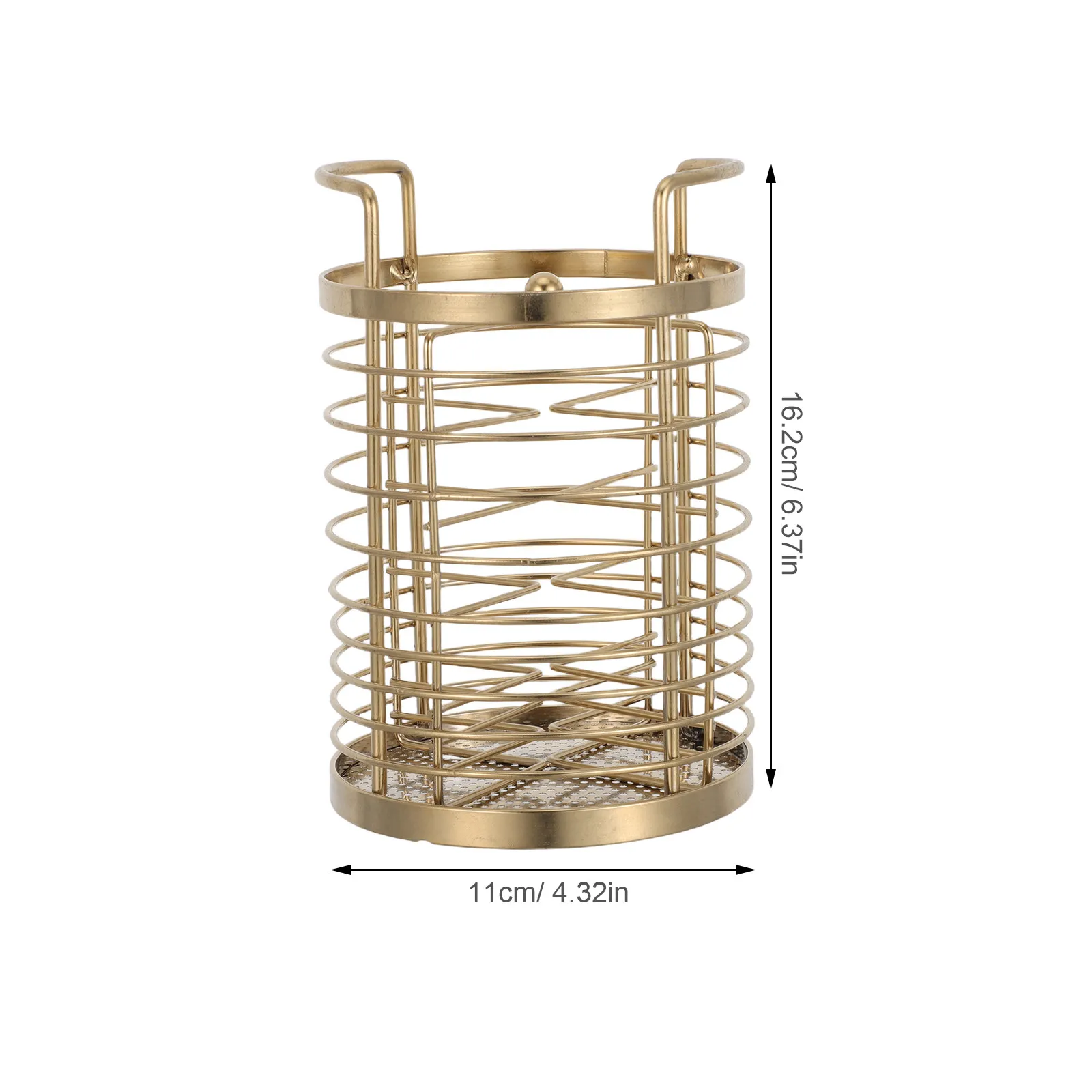 Rotating Kitchen Utensil Holder Stainless Steel Gold Chopstick Organizer 4 Section Cutlery Storage Basket Drying Rack