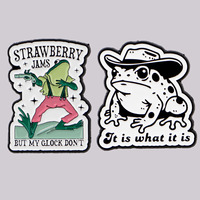 Cowboy Hat Frog Enamel Pin Brooches for Women Men Lapel Pins Badges on Backpack Clothes Accessories Funny Jewelry Friends Gifts