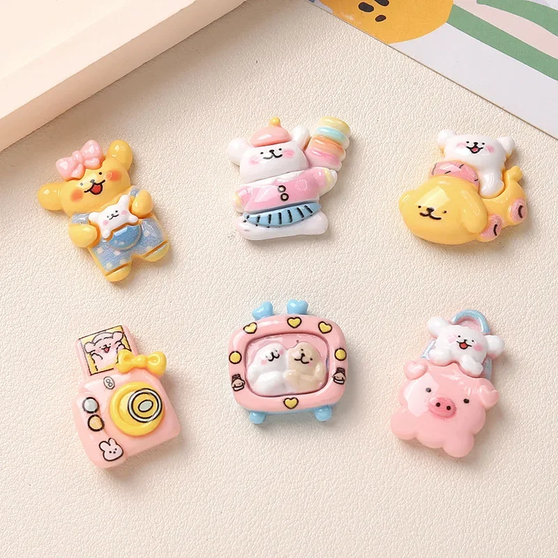 5pcs Cartoon DIY tv camera animali resina Flatback cabochon artigianato fai da te materiali creazione di gioielli Charms