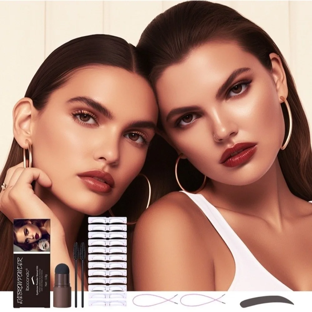 Long Lasting 3 In 1 Eyebrow Stamp Kit Brow Powder Brow Stamp One Step Eyebrow Stamp Shaping Kit Eyebrow Brush Repeatable