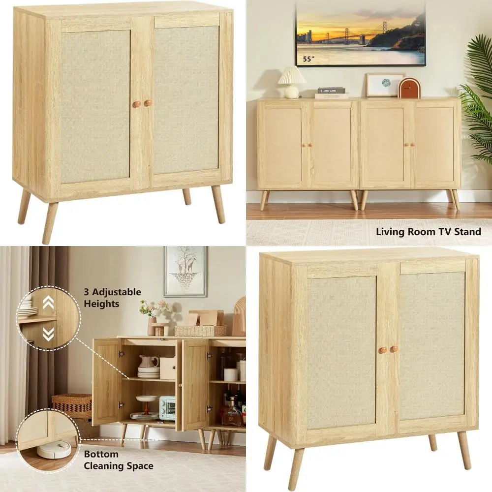 

Multifunctional Sideboard Cabinet with Adjustable Shelf and 2 Doors for Kitchen, Living Room, and Entryway Storage